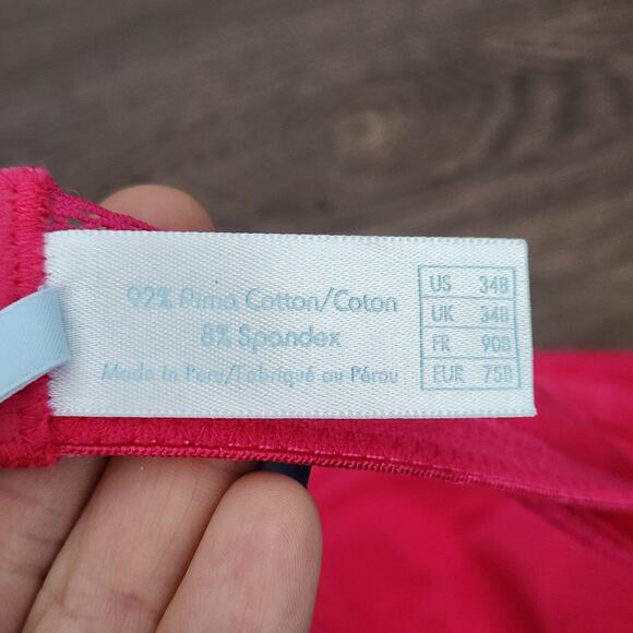 Eberjey Classic T Shirt Unlined Bra 34B Fuchsia Lightweight Loungewear‎ Barbie - Picture 5 of 5